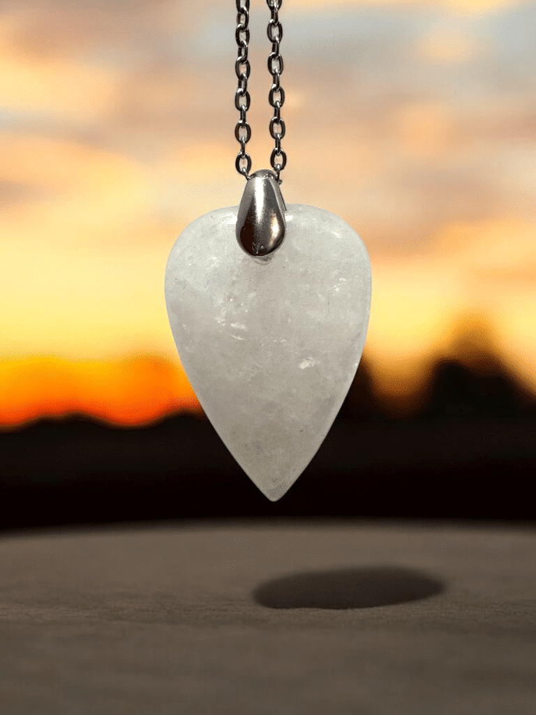 Pendentif Cœur En Quartz Vert Naturel - Lithothérapie - Cadeau Noël - O&co - Neuf Sans Emballage